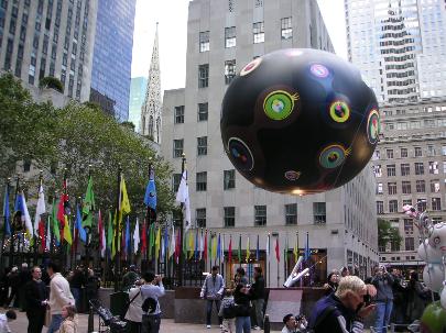eyeball balloon and flags